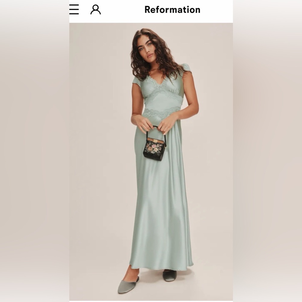 Reformation Sage Green Maxi Dress